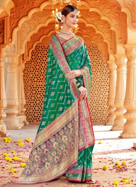 Green Colour SANGAM TARAMANI New Exclusive Wear Silk Heavy Designer Saree Collection 7108